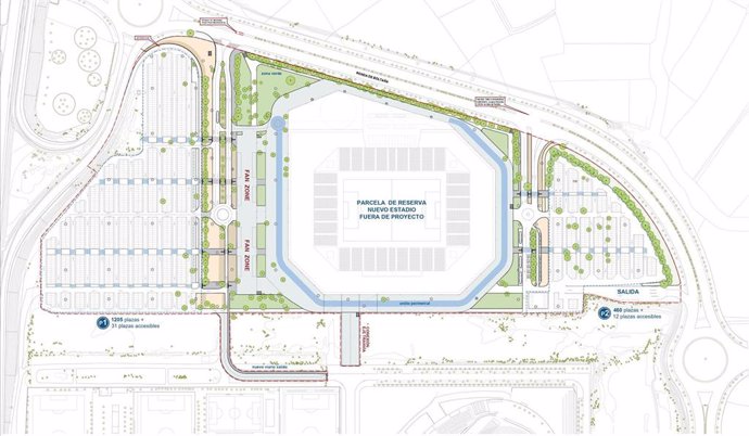 El Gobierno de Zaragoza prueba el proyecto para reurbanizar el parking norte donde irá el estadio modular