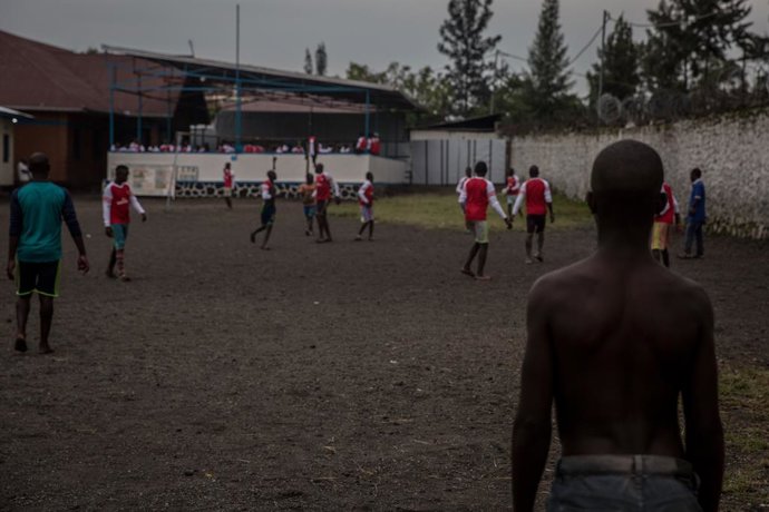 Archivo - June 14, 2019 - Goma, Democratic Republic of Congo - Former child soldiers play soccer at the Transit Centre in Goma..Hundreds will spend several months here before being reintegrated into the community. UNICEF is working with MONUSCO (UN DRC 