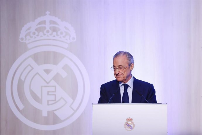 El presidente del Real Madrid, Florentino Pérez, en un discurso.