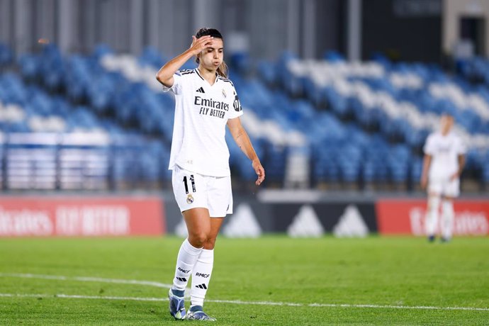 Archivo - Alba Redondo of Real Madrid reacts during the Spanish Women League, Liga F, football match played between Real Madrid and Atletico de Madrid at Alfredo Di Stefano stadium on October 13, 2024, in Valdebebas, Madrid, Spain.