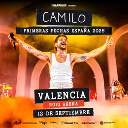 Camilo llevará su nueva gira al Roig Arena el 12 de septiembre de 2025 