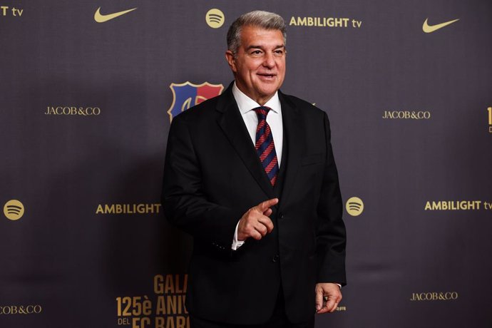 Joan Laporta, President of FC Barcelona attends the 125th Anniversary Gala of FC Barcelona photocall at Gran Teatre del Liceu on November 29, 2024 in Barcelona, Spain.