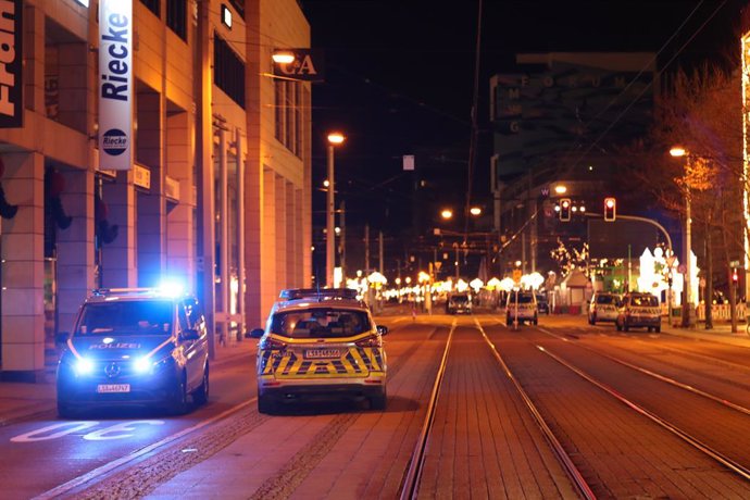 MAGDEBURG, Dec. 21, 2024  -- This photo shows a street cordoned off near a Christmas market where a car rammed into a crowd in Magdeburg, Germany, Dec. 21, 2024.   A car plowed through a Christmas market in the central German city of Magdeburg on Friday e