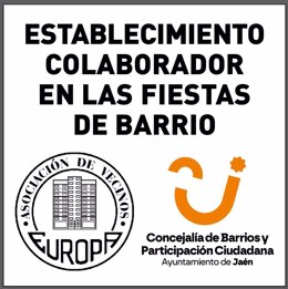 Pegatinas para comercios que reconocen su colaboración en fiestas de barrio.