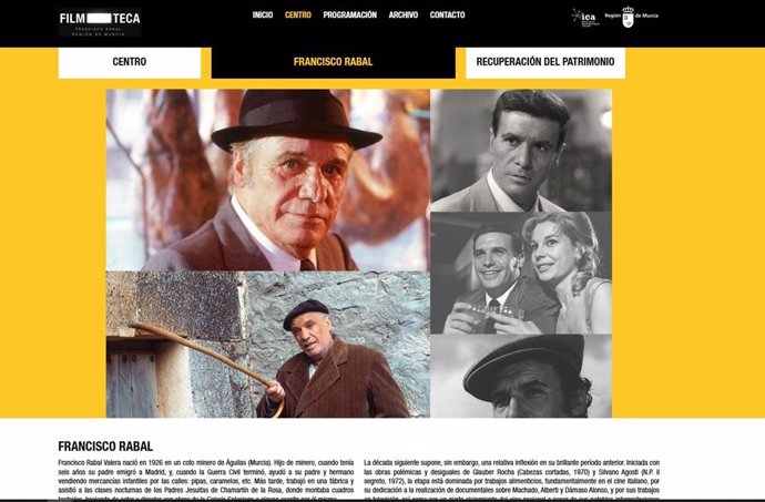 Imagen de la página web de la Filmoteca dedicada a Francisco Rabal.