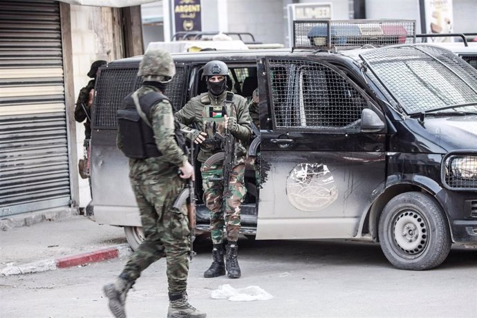 Fuerzas de seguridad palestinas en Yenín, Cisjordania