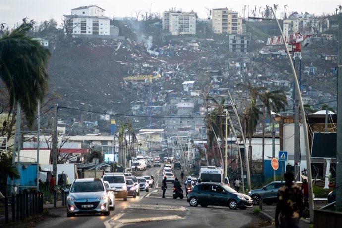 December 20, 2024, Paris, France: A Civil Protection team is marauding in the Convalescence district. The district, located in the heights of Mamoudzou, marks the beginning of the Kaweni slum, the largest slum in Europe. The island is devastated after the