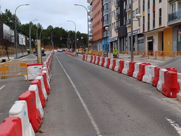 Tramo en obras de la Avenida de Sagunto en Teruel para  su integración urbana.