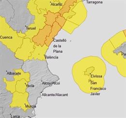 Avisos meteorológicas el lunes 23 de diciembre en la Comunitat Valenciana