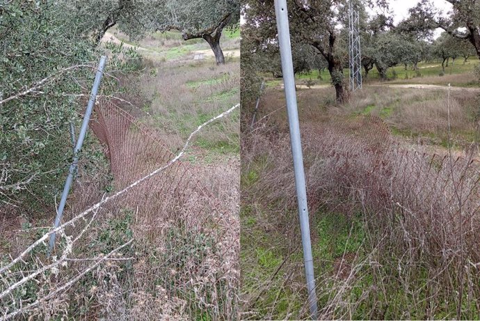 Imagenes que muestran el deterioro del cerramiento de protección de la N-420.