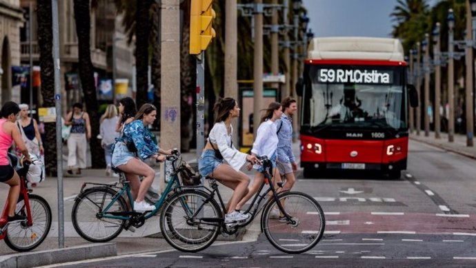 Usuarias de bicicletas en la ciudad