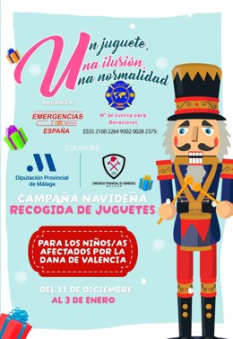 Cartel de la campaña de recogida de juguetes para menores afectados por la dana en Valencia.