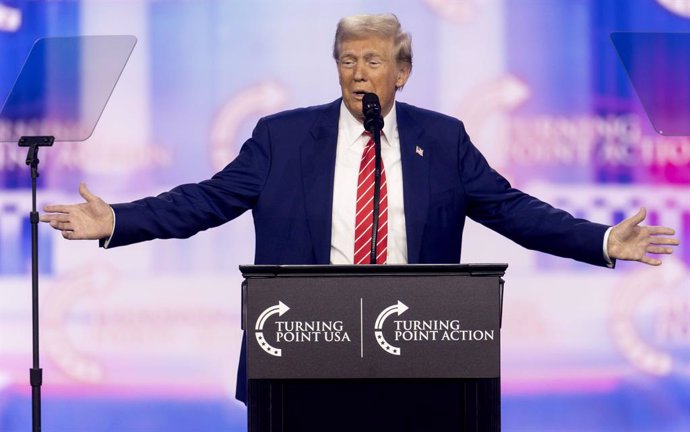 December 22, 2024 - Phoenix, Arizona, USA - DONALD TRUMP speaks on day four of Turning Point USA's AmericaFest 2024.