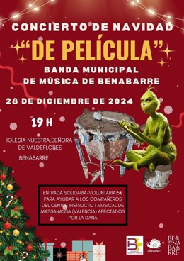 Cartel del concierto de Navidad de la Banda de Música de Benabarre.