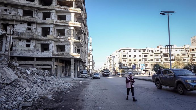 Imagen de archivo de edificios destruidos en Homs (Siria)