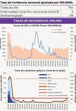 Gráficos sobre la evolución de la incidencia de las enfermedades respiratorias.