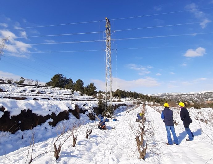 Archivo - Trabajos de Endesa en la red eléctrica.