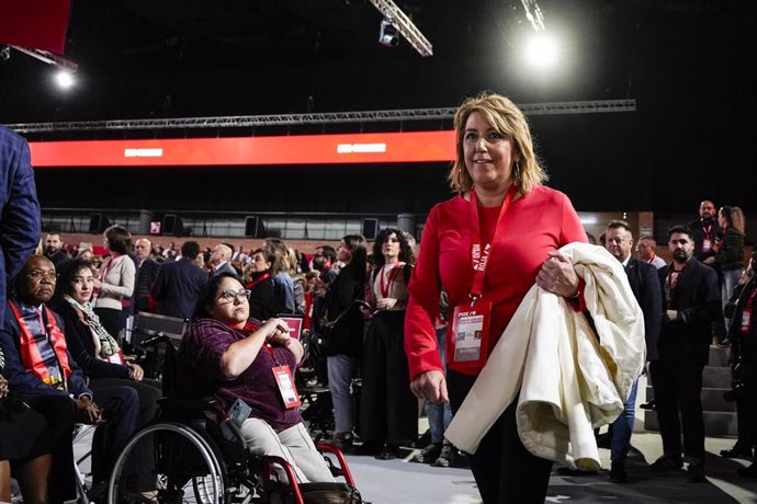 La ex presidenta de la Junta de Andalucía y hoy senadora, Susana Díaz, en una imagen del 41º Congreso Federal del PSOE, celebrado en Sevilla. 