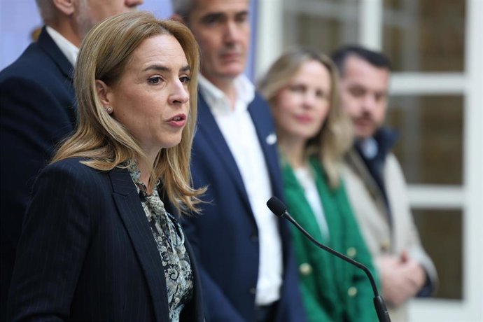 Almudena Martínez presentando los presupuestos de la Diputación de Cádiz para 2025.