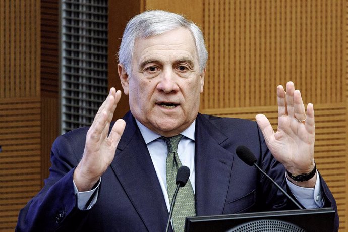 Il segretario Antonio Tajani durante la riunione del Consiglio nazionale di Forza Italia, Roma, VenerdĂ�Â, 13 Dicembre 2024 (Foto Roberto Monaldo / LaPresse)..Secretary Antonio Tajani during the meeting of the National council of Forza Italia party, Rome