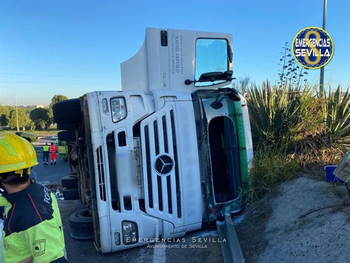 Imagen del camión accidentado