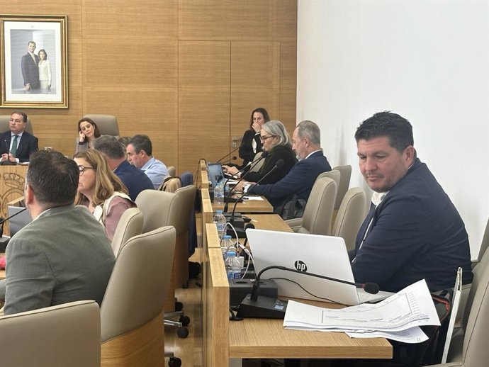 El portavoz de La Izquierda de Huelva en la Diputación Provincial, Marcos Toti, en un pleno de la institución provincial.