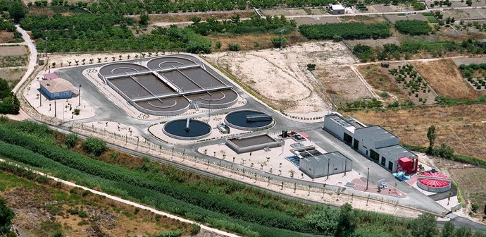 Imagen de la depuradora de Ceutí, donde se desarrolla el proyecto europeo Pristine.