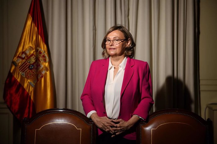 La presidenta del Observatorio contra la Violencia Doméstica y de Género del CGPJ, Esther Erice, posa para Europa Press, en la sede del Consejo General del Poder Judicial (CGPJ), a 20 de diciembre de 2024, en Madrid (España).