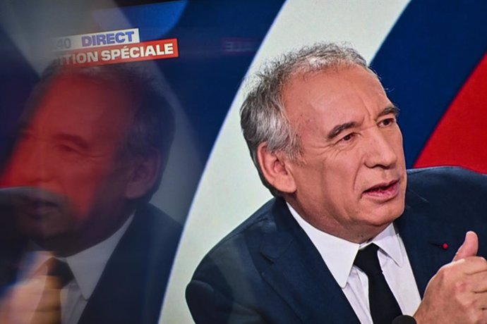 December 23, 2024, Clermont-Ferrand, Auvergne-Rhone-Alpes, France: In this grab pictures, French PM Francois Bayrou is being interviewed on BFMTV channel, on December 23, 2024, a few hours after his government was annonced.