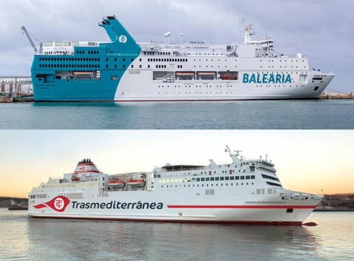 Imagen de archivo de buques de las compañías que ofrecen conexiones marítimas para Melilla.