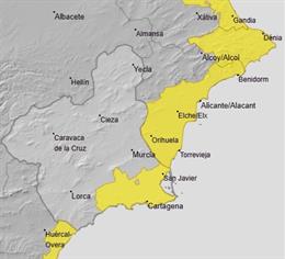 El campo de Cartagena y Mazarrón, en aviso amarillo por lluvias este martes