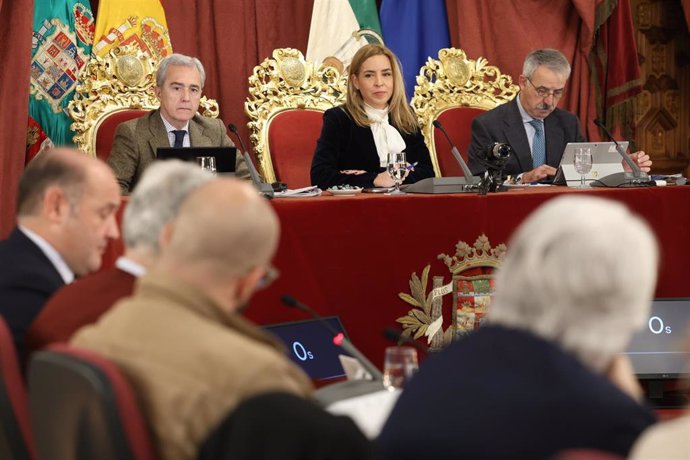 La presidenta de la Diputación, Almudena Martínez, en el Pleno de los presupuestos.