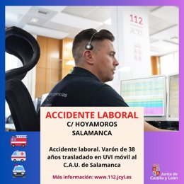 Gráfico elaborado por el 112 con datos del accidente laboral registrado este lunes en Salamanca