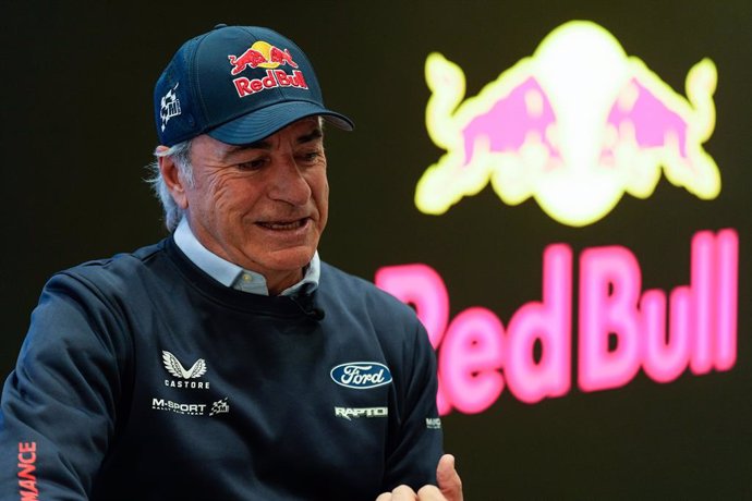 Carlos Sainz attends an interview for Europa Press before the presentation of the new Ford Team project for Dakar 2025 at Red Bull headquarters on December 19, 2024, in Madrid, Spain.