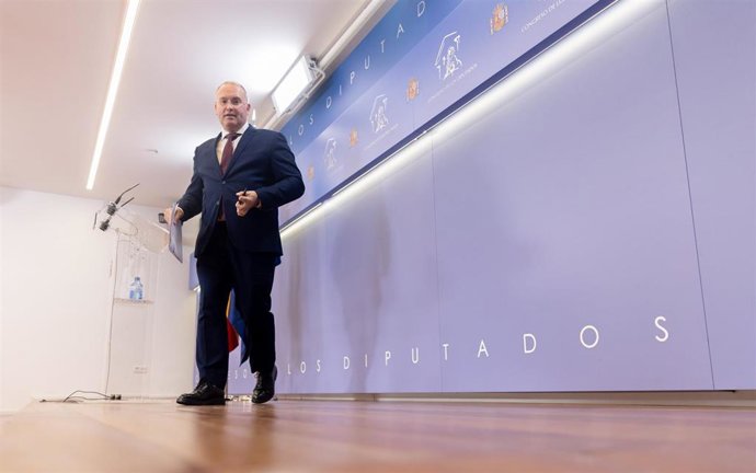 Archivo - El portavoz del PP en el Congreso, Miguel Tellado, tras una rueda de prensa