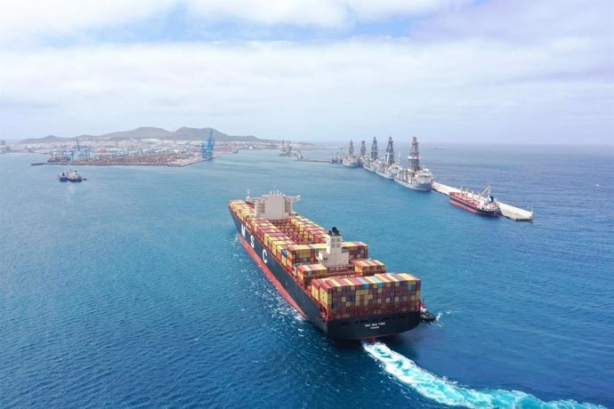 Archivo - El portacontenedores MSC Nueva York, el mayor que ha recibido el Puerto de Las Palma