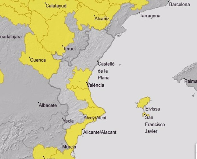 Avisos meteorológicos para el 31 de diciembre en la Comunitat Valenciana