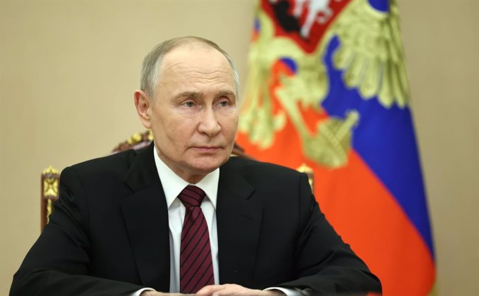 December 27, 2024, Moscow, Moscow Oblast, Russia: Russian President Vladimir Putin, records a video message congratulating employees and veterans of the Russian Emergencies Ministry on Rescue Worker's Day, from the Kremlin, December 27, 2024 in Moscow, Ru