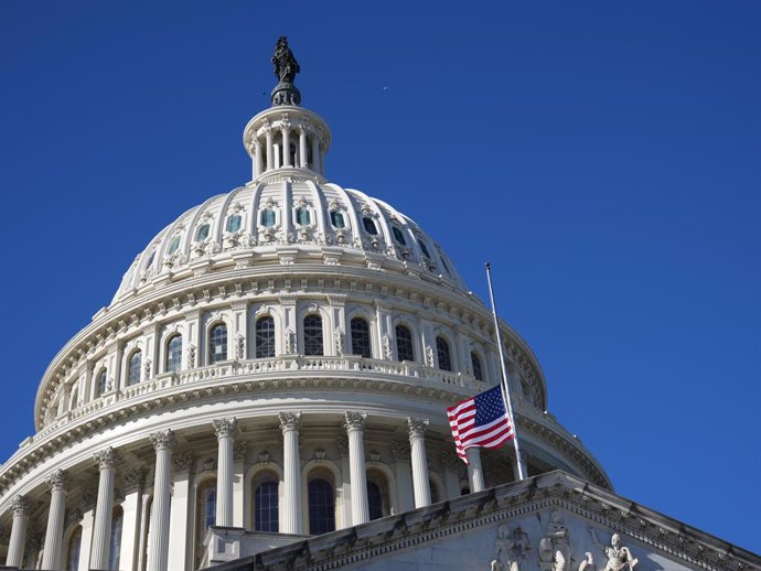 December 30, 2024, Washington, District of Columbia, USA: Flags in Washington D.C. have been lowered to half-staff for the passing of former President Carter. Flags will remain at half-staff for the next 30 days, as is the custom for a former President pa