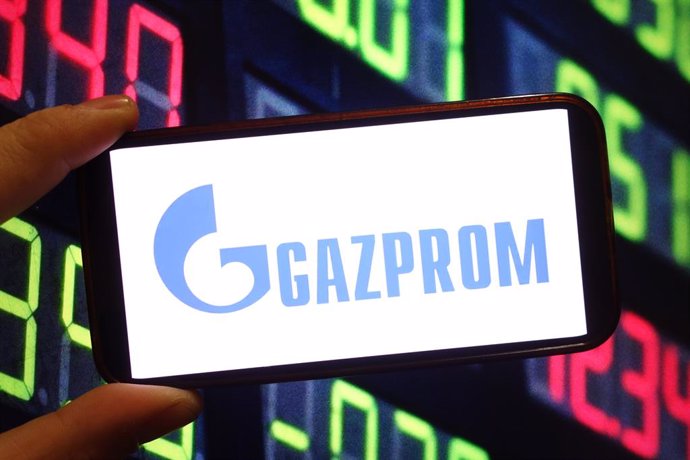 December 14, 2024, Poland: In this photo illustration, the Gazprom company logo is seen displayed on a smartphone screen.