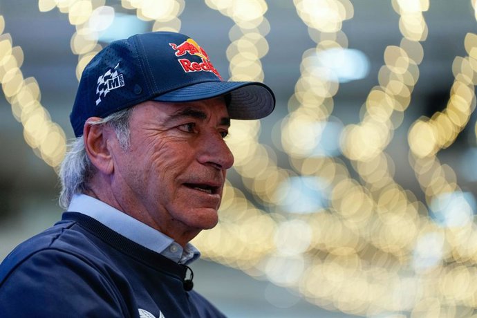 Carlos Sainz attends an interview for Europa Press before the presentation of the new Ford Team project for Dakar 2025 at Red Bull headquarters on December 19, 2024, in Madrid, Spain.