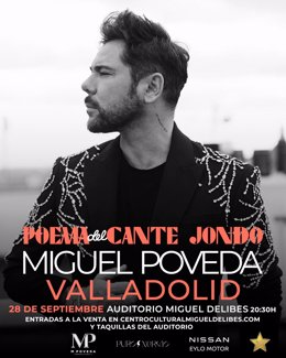 Cartel del concierto del cantaor de flamenco Miguel Poveda