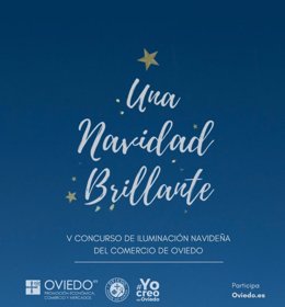 Cartel del concurso de iluminación navideña en comercios de Oviedo.