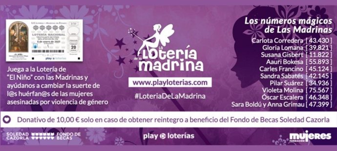 Lotería de la Madrina visibiliza la situación de niños huérfanos por violencia machista a través del sorteo de El Niño