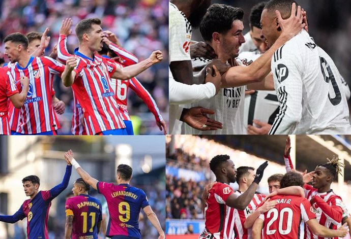 Atlético de Madrid, Real Madrid, FC Barcelona y Athletic Club, primeros clasificados en LaLiga EA Sports a principios de 2025