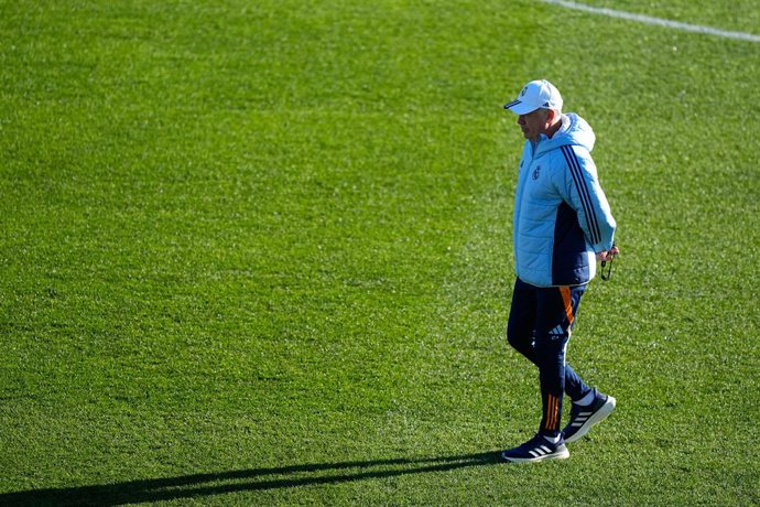 Carlo Ancelotti during the last 2024 open doors training sassion of Real Madrid at Alfredo Di Stefano stadium on December 31, 2024, in Madrid, Spain.