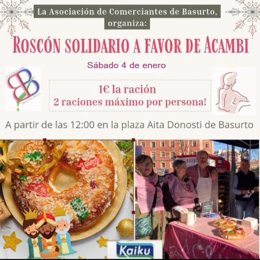 Cartel del Roscón Solidario a favor de ACAMBI.