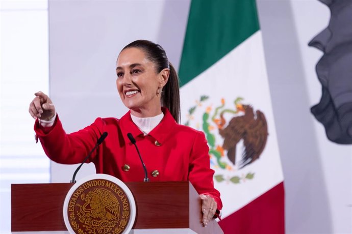 La presidenta de México, Claudia Sheinbaum, durante su habitual rueda de prensa diaria