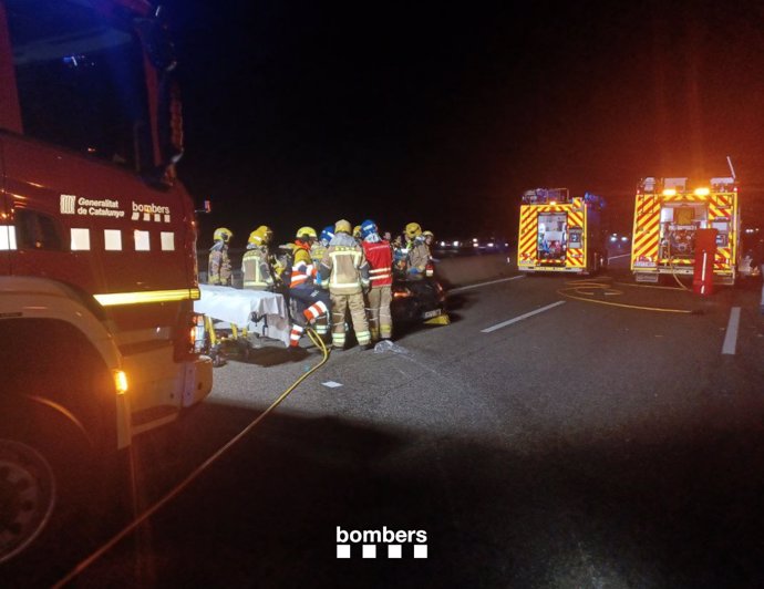 Un accidente en la AP-7 en Aiguaviva (Girona)