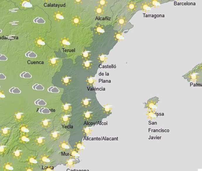 Predicción del tiempo de Aemet para la Comunitat Valenciana el 4 de enero de 2025.